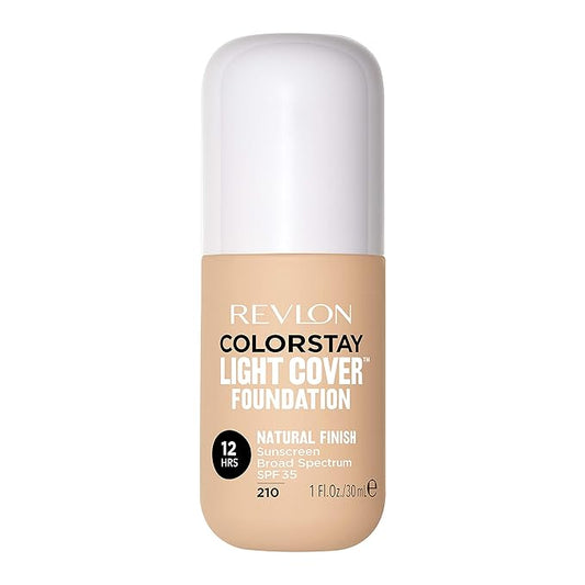 Revlon ColorStay Light Cover Liquid Foundation, Hydrating Longwear Weightless Makeup with SPF 35, Light-Medium Coverage for Blemish, Dark Spots & Uneven Skin Texture, 210 Crème Brulee, 1 fl. oz.