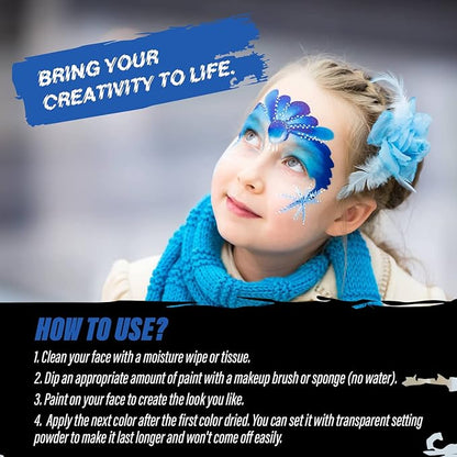 MANIC PANIC Dreamtone White Liquid Foundation Bundle with Blue Moon Face & Body Paint Makeup