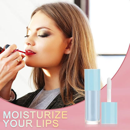 50pcs 2.5ml Empty Lip Gloss Containers Lip Gloss Tubes with Wand Cute 0.08oz Clear Refillable Lipgloss Making Supplies Kit for DIY Makeup + 2pcs Syringes (Blue)