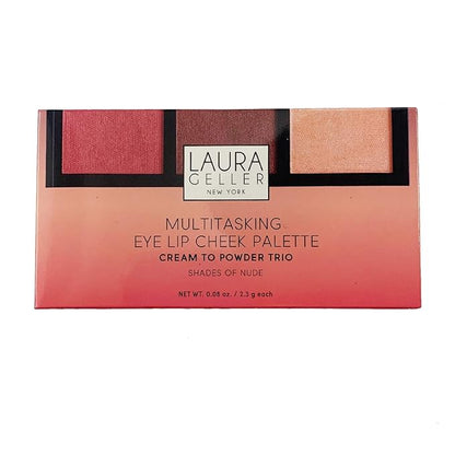 LAURA GELLER NEW YORK Multitasking Eye Lip Cheek Palette Cream to Powder Trio, Nudes