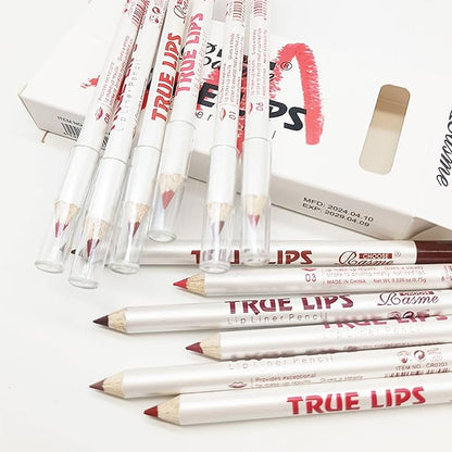 Dulele Lip Liner Pencil Set, 12 PCS Slim Matte Lipliner Pencil, High Pigmented Creamy Nude Lipstick Brown Lip Pencil Natural Lip Makeup