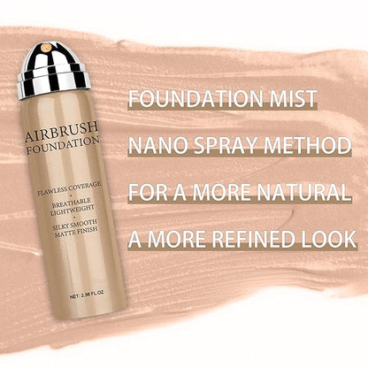 Airbrush Foundation Spray Makeup Set, Hydrating and Moisturizes Face Prime, Long Lasting Waterproof Full Coverage Foundation Mist for Color Correction, Brighten, Matte Finish, 2.36oz - #3 Nude