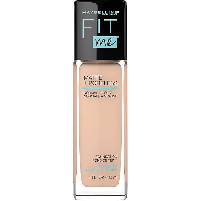 Maybelline Fit Me Matte + Poreless Pressed Powder Classic Ivory 1 Count & Liquid Foundation Creamy Beige 1 Count Bundle