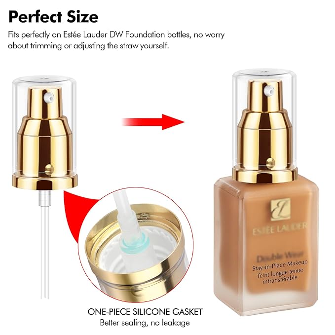 Foundation Pump, Makeup Pump Compatible with Estee Lauder Double Wear Foundation (2 Pack, Gold)