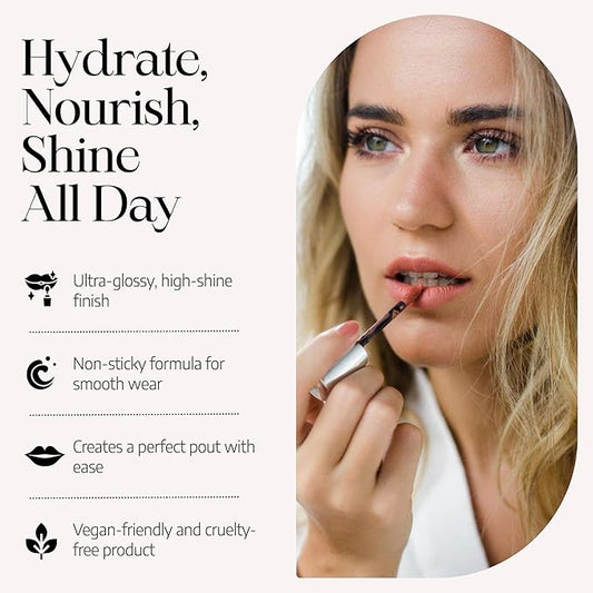 Radiant Professional Lip Glaze (15 Shades) - Ultra-Glossy, Moisturizing & Long-Lasting Hydration - High Shine Finish - Vegan Lip Glaze for Soft, Nourished Lips - Non-Sticky - (15 APRICOT)