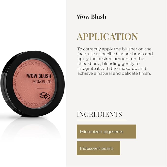 SALERM - Compact Powder Blush - Wow Blush - 8 g - Tone Rose Gold - Illuminating Blush - with Iridescent Pigments - Long-Lasting - Soft and Lightweight Texture - Buildable Coverage