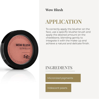 SALERM - Compact Powder Blush - Wow Blush - 8 g - Tone Rose Gold - Illuminating Blush - with Iridescent Pigments - Long-Lasting - Soft and Lightweight Texture - Buildable Coverage