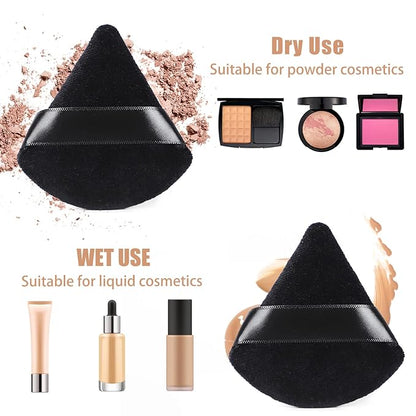 Etercycle 7-in-1 Makeup Spatula Powder Puff Set - Professional Cosmetic Palette with Triangle Puff for Eye Shadow, Eyelashes, Body Loose Powder - Wet and Dry Makeup Tool