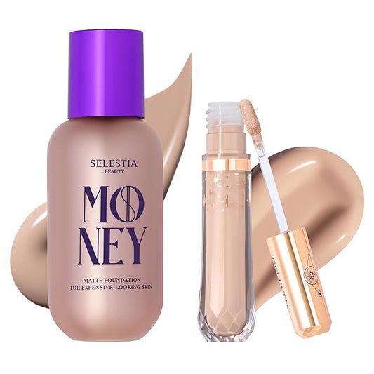 Liquid Foundation & Under Eye Concealer - Make Up Set for Flawless Skin Base - Matte Foundation (Vanilla) and Liquid Concealer (Panna Cota)