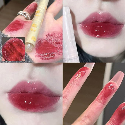 KWOLYKIM 2 Colors Jelly Lipstick & Matte Lipstick, Heart shaped Lip Stain Love Tinted Lip Balm and Velvet Creamy Lip Glaze Hydrating Long lasting Glossy Moisturizing Plumping Lip Makeup