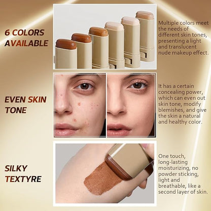 Beauty Balm Serum Boosted Skin Tint, Solid Tinted Moisturizing Serum Foundation Stick, Buildable Medium-to-Full Coverage Contour Stick for Face Makeup (#06)