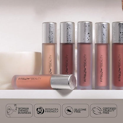 FITGLOW Beauty Lip Colour Serum | Hydrating Lip Gloss | Plumping Anti-Aging Lip Treatment | Natural Shine with Pomegranate Sterols & Collagen | Buildable Color for Dry Chapped Lips | Nudie - 10g
