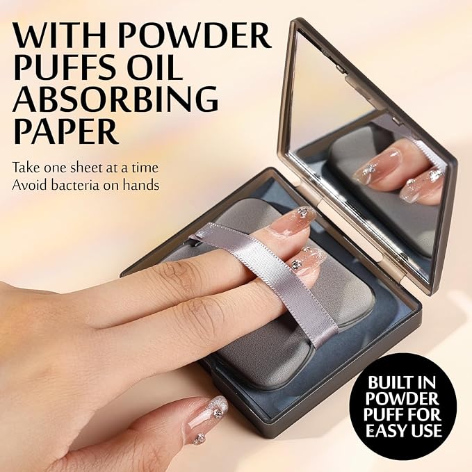 HNYYZL Blotting papers for Face,300pcs Oil blotting sheets,1 Portable box with Mirror & Makeup Puff,Makeup Friendly Oily Skin Shine Blotter,oil face wipes for Home Office School Travel