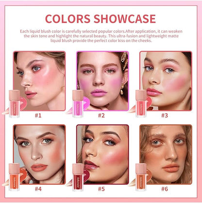 3Pcs Liquid Blush, Soft Silky Cream Blush Makeup for Cheeks, Natural-Looking, Weightless, Long-Lasting, Dewy Finish (Set B, 3)