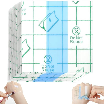 100 Pcs Makeup Hand Single Use Mixing Palette Set Disposable Foundation Mixing Tray Adhesive Transparent Artist Cosmetic Waterproof Palette Tape Supplies for Women Girls Daily Use