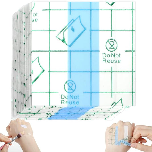100 Pcs Makeup Hand Single Use Mixing Palette Set Disposable Foundation Mixing Tray Adhesive Transparent Artist Cosmetic Waterproof Palette Tape Supplies for Women Girls Daily Use