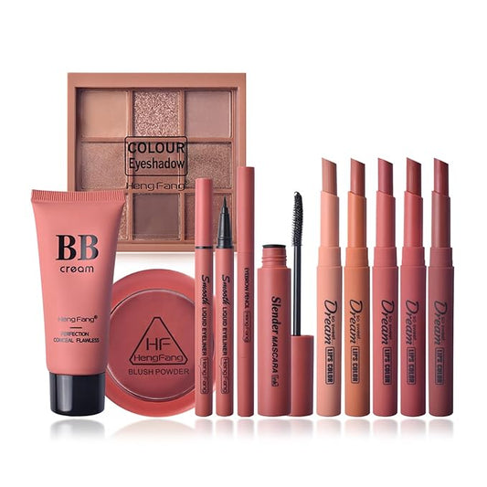 LAMUSELAND All in One Makeup Kit, 11-Piece Women Complete Makeup Kit, a Must-Have Gift Set for Beginners or Professional Makeup Sets Beginners. (9091E-A)