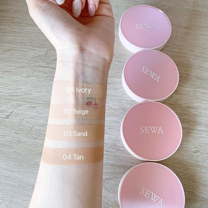 MakeupxSewa Cushion Glassy Matte Retouch SPF50 PA+++ Matte Look 4 shades, Travel Size (03 SAND, 7g.x 6 sachets)