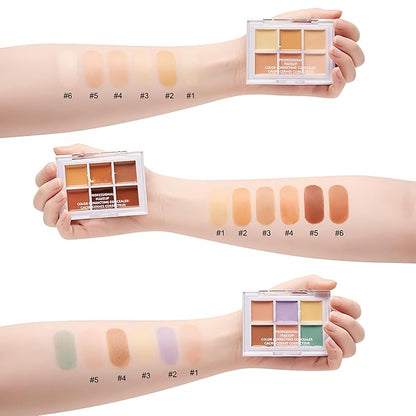 6 Colors Concealer Palette, Colour Correcting Makeup Palette, Long Lasting Smooth Lightweight Concealer And Contour Palette