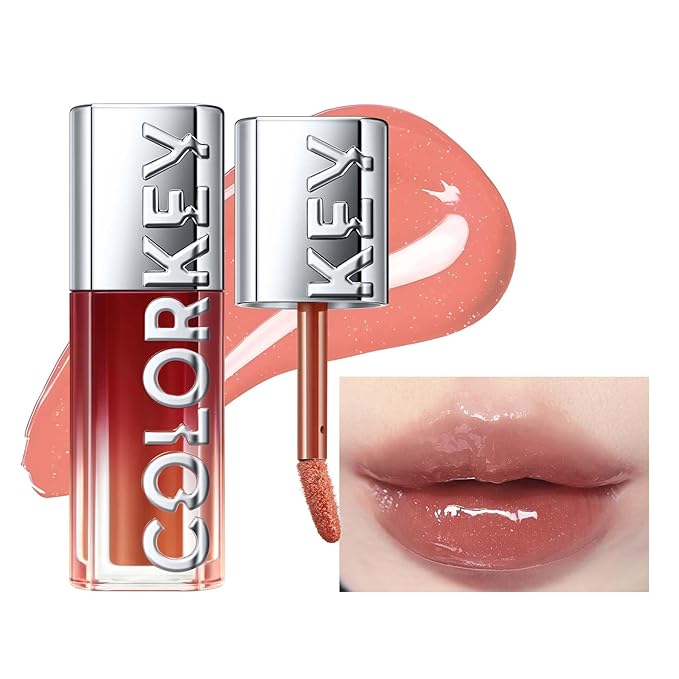 COLORKEY 3D Plump Oil Lip Gloss, High-shine Finish, Lip Tint, Moisturizing, Non-Sticky, Clear and Natural, Glassy Shine (G04 Moonstone(Contains Glitters), 3ml)
