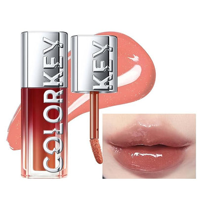 COLORKEY 3D Plump Oil Lip Gloss, High-shine Finish, Lip Tint, Moisturizing, Non-Sticky, Clear and Natural, Glassy Shine (G04 Moonstone(Contains Glitters), 3ml)
