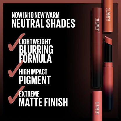 MAYBELLINE Color Sensational Ultimatte Matte Lipstick, Non-Drying, Intense Color Pigment, More Mocha, Mid-Tone Mauve, 1 Count (Pack of 2)