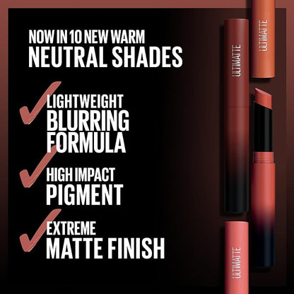 Maybelline Color Sensational Ultimatte Matte Lipstick, Non-Drying, Intense Color Pigment, More Mocha, Mid-Tone Mauve, 1 Count