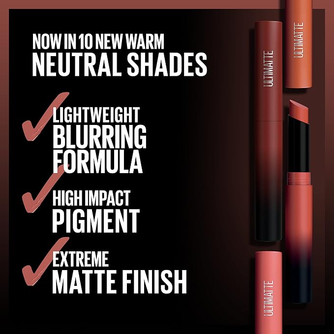 Maybelline Color Sensational Ultimatte Matte Lipstick, Non-Drying, Intense Color Pigment, More Stone, Rosey Mauve, 1 Count