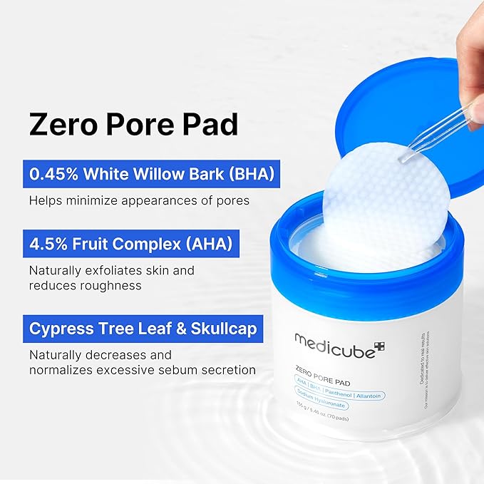 medicube Pore Care Duo for Flawless Skin: Zero Pore Blackhead Deep Cleansing Oil & Pads 2.0