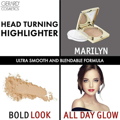 Gerard Cosmetics Star Powder Highlighter Sophia, Champagne Highlighter Makeup for Glowing Skin, Professional Mineral Facial Luminizer, Cruelty Free, Made in the USA
