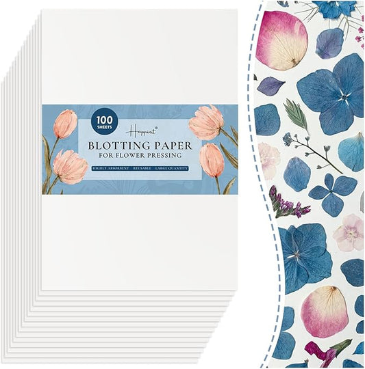 Happinit 100 A4 Size Blotting Papers for Herbarium Craft, Large Blotter Paper for Herbarium & Flower Press, Working with Pressing Kit for Adults (100)