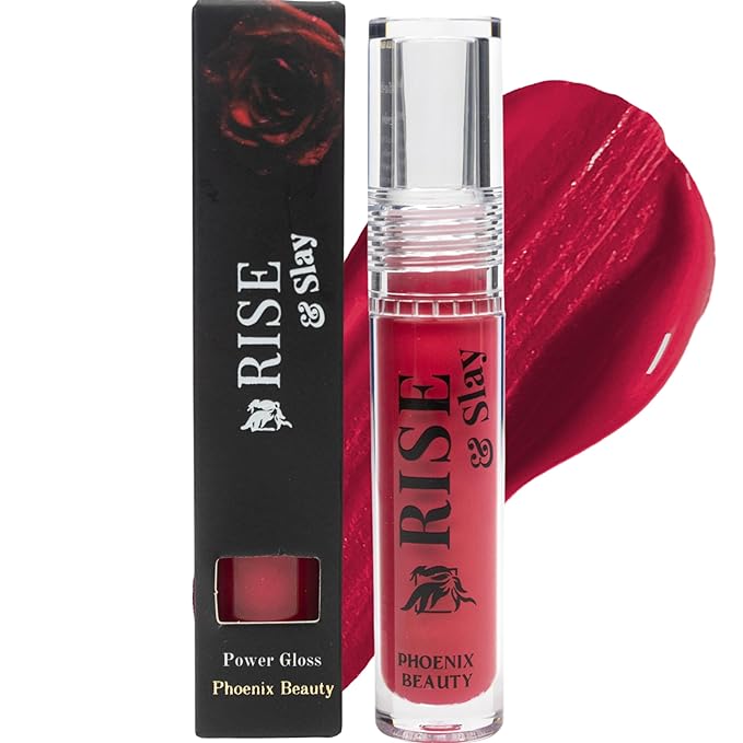 Rise & Slay Power Gloss – High-Pigment Hydrating Gloss Lipstick with Hyaluronic Acid, Jojoba & Castor Oil, Vit-E, Non-Sticky Vibrant Shine, Magenta Summer Lips (Pomtini, 4.5ml)