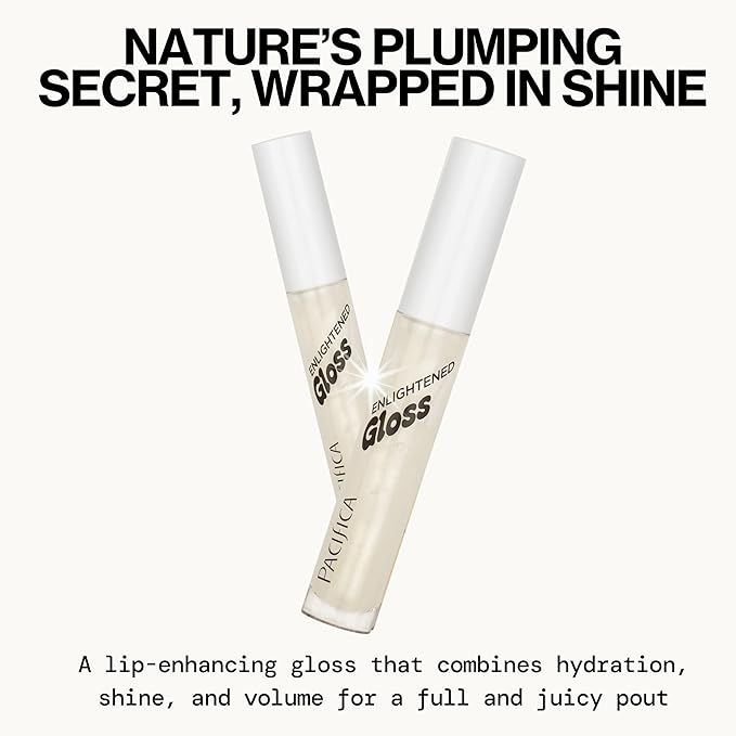 Pacifica Plumping Lip Gloss – Sugar Cake Flavored Shimmering Gold Hydrating Lip Oil Balm, No Tingle Lip Plumper with Shea Butter, Non-Sticky High Shine Sweet Finish, Vegan & Cruelty-Free 0.14oz