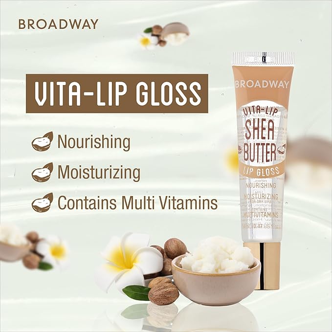 6 pcs Broadway Vita-Lip Gloss High Shine Long Lasting 2 Honey + 2 SHEA BUTTER + 2 Vitamin E Oil by RubyKisses Cosmetics