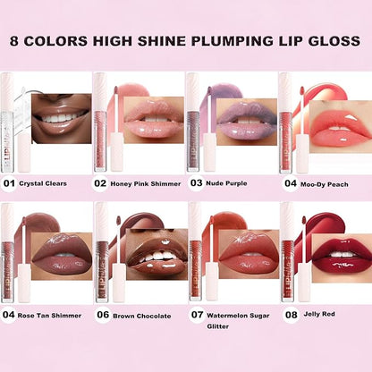 Lip GlossTinted Glitter Lipgloss Lip Oil Teens Moisturizing Lipstick Lip Balm High Shine And Vegan Plumping Lip Gloss For Women Girls Long-Lasting Dry Lip Care lip pumper gloss 08Jelly Red