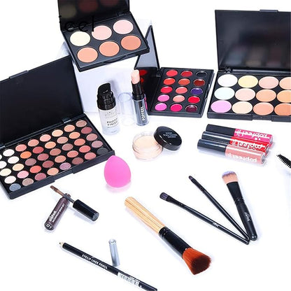 All in One Makeup Kit for Women Full Kit, Valentine's Day Gifts for Women Girls, Essential Bundle With Eyeshadow Palette, Brush, Lipstick, Blush, Foundation, Concealer, Mascara, Eyebrow Pencil