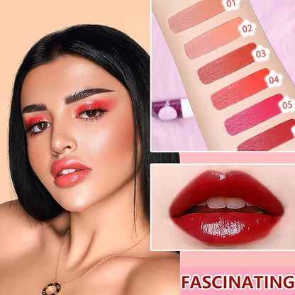 6 Colors Lip Tint Stain Set,Mini Velvet Lip Tint Watery Lip Stain Long Lasting Waterproof Moisturizing Lip & Cheek Tint,Hydrating,Natural Glossy Liquid Lipstick Lip Gloss Kits for Women (Set D)