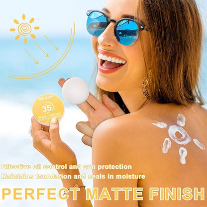 Sunscreen Setting Powder SPF 35, Translucent Face Loose Powder for Face & Scalp, Oil Control Mineral Powder Natural Matte Finish Sheer Coverage Lasting Lightweight Breathable (03 White)