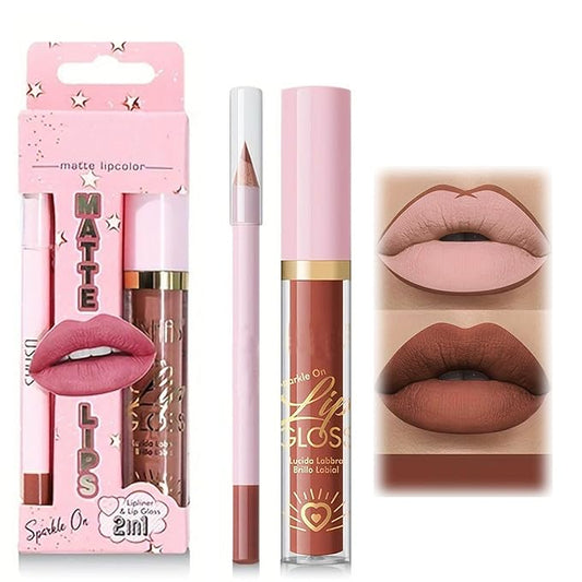 Lipstick and Lip Liner Combo Set, 2 in 1 Liquid Lip Liner Set, Lip Kit With Lip Liner and Gloss, Lip Gloss and Lip Liner Set, Lip Makeup, Matte Lipstick Beauty Daily Cosmetics Gift for Girls (#13, s)