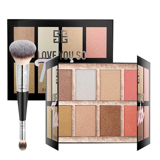Professional Makeup Cream Contour Palette, Joyeee 8 Colours Concearler Full Coverage & Makeup Brush Set Contour Concearler Palette Contouring Face Make Up Gift for Women Girls