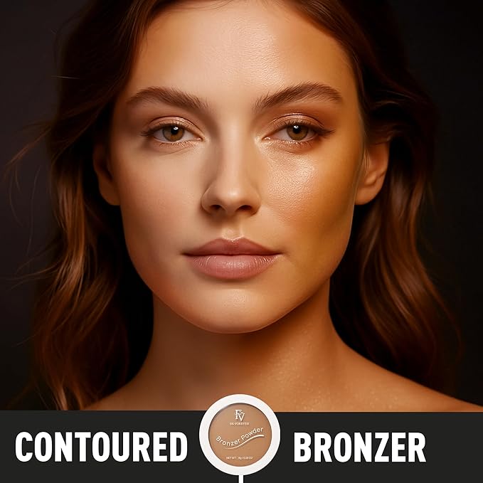 FV Bronzer Powder, Long Lasting Talc-Free Smooth Bronzing Powder, Buildable with Natural Glow Matte Finish, Contour Cheeks, Waterproof Bronzers for Medium Skin Tones (Deep Bronzer, 0.28 oz)