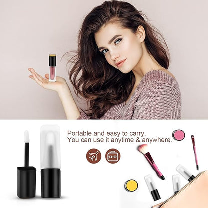 5 Pcs 5ml Frosted Glass Lip Gloss Tubes Refillable Square Lip Glaze Tube Vials Mini Lip Balm Bottle Container with Wands & Stoppers for Women Girls DIY Makeup Travel