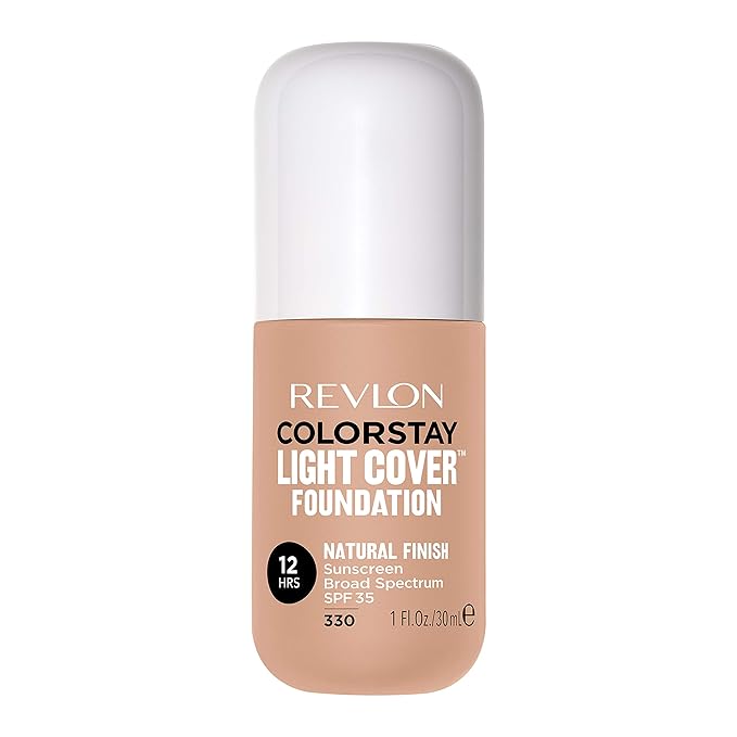 Revlon ColorStay Light Cover Liquid Foundation, Hydrating Longwear Weightless Makeup with SPF 35, Light-Medium Coverage for Blemish, Dark Spots & Uneven Skin Texture, 330 Natural Tan, 1 fl. oz.