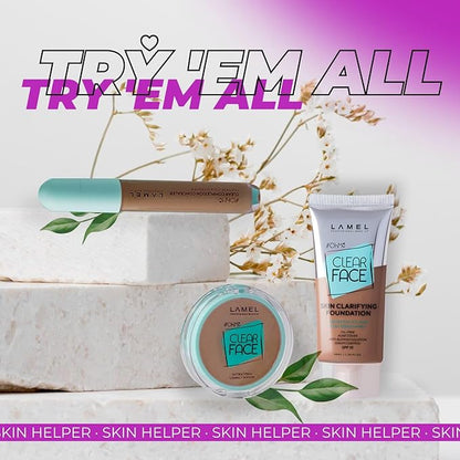 Oh My Clear Face Full Coverage Foundation for Oily & Acne Prone Skin, Salicylic Acid & Tea Tree Extract, Anti-Blemish Sensitive Skin Care, Organic & Oil-Free, 411 Deep Neutral, 40 ml 1.35 fl.oz