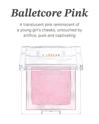 Glint Baked Blush (Balletcore Pink, 0.08oz) - Long-Lasting, All-Day Face Blush Powder for a Natural Look. Korean Skin Care, Korean Makeup. Blendable Color for Eyes, Cheeks & Body.