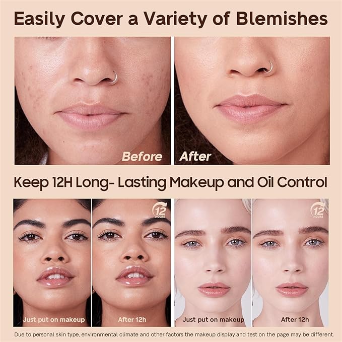 Full Coverage Liquid Foundation - Lightweight & Waterproof Moisturizing Foundation, Oil-Free & Nourishing Formula Concealer for Flawless and Long - Lasting Face Makeup & All Skin Types (#02 Natural)