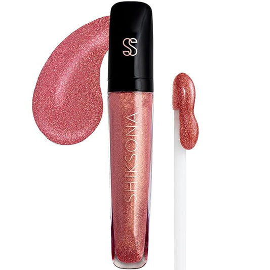 High Shine Lip Gloss | Hydrating, Vegan, Non-Sticky Lipgloss in a Timeless, Universal Color | Raw Emotions (Rose Pink with Gold sparkling pearls)