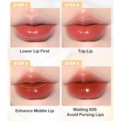 Ice Watery Lip Gloss, Iron Tinted Lip Tint, Jelly Hydrating Moisturizing Nonstick Tinted Gloss Oil (#07 Hot Red Wine Color)