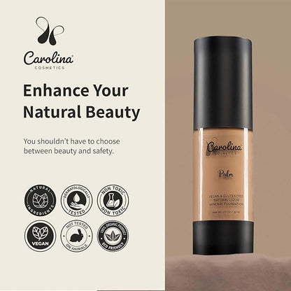 Plant-Based Foundation in Palm Shade - Hydrating, Pore-Minimizing & Buildable Coverage - Vegan, Non-GMO, Gluten-Free, Paraben-Free- Sun Protection - 1Fl Oz