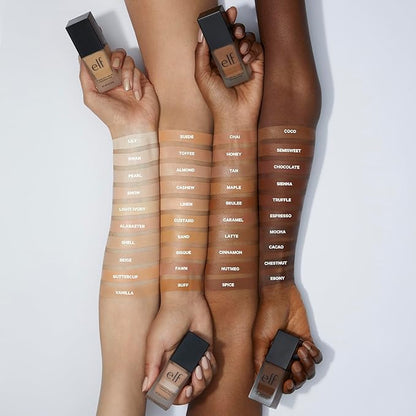 e.l.f. Flawless Satin Foundation, Lightweight & Medium Coverage, Semi-Matte Finish, Vegan & Cruelty-Free, Spice, 0.68 Fl Oz (20mL)